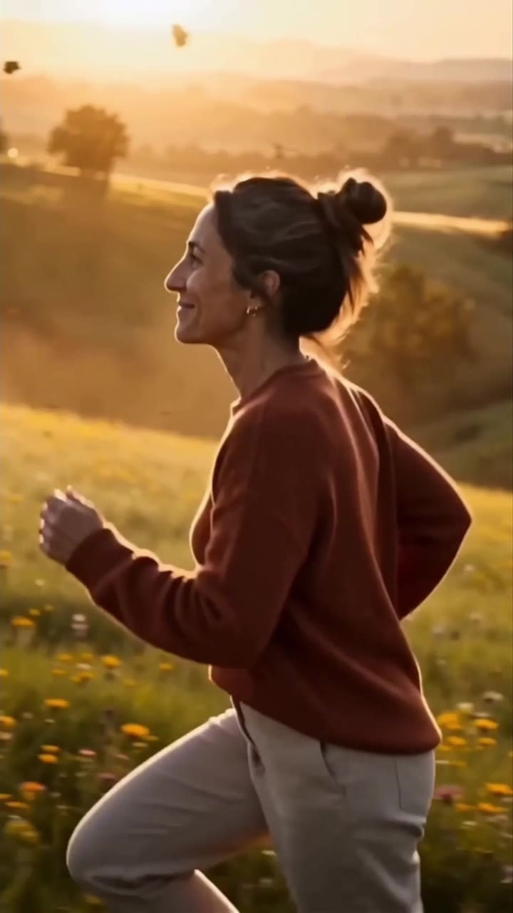 Helena corriendo al atardecer