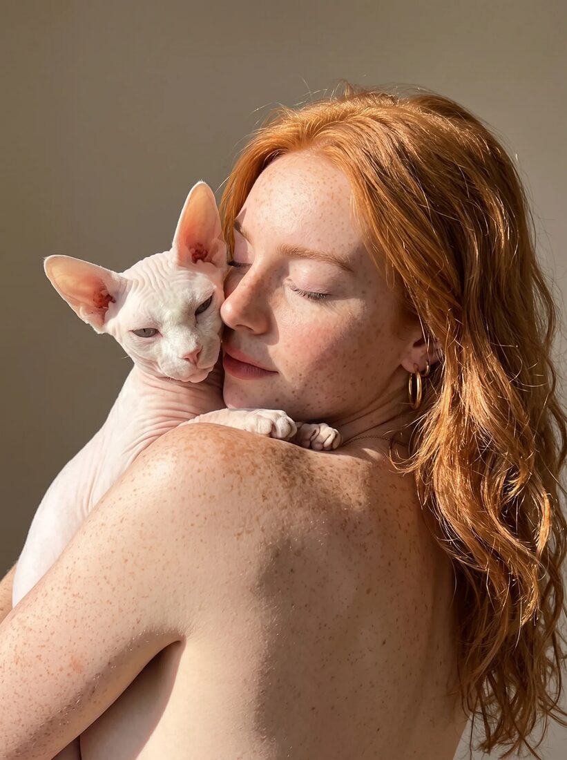Soph.ia con un gato en brazos
